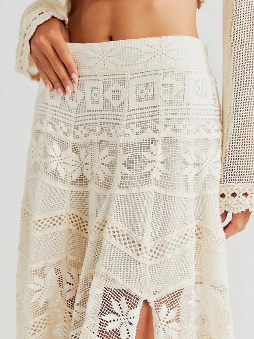 Free People Lace In Love Maxi Skirt White